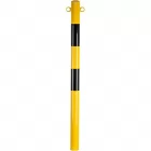 Słupek parkingowy blokujący U-12b | metalowy, 100 cm, do podstawy drogowej, tymczasowy, łańcuchowy, 2 uszka, żółto-czarny